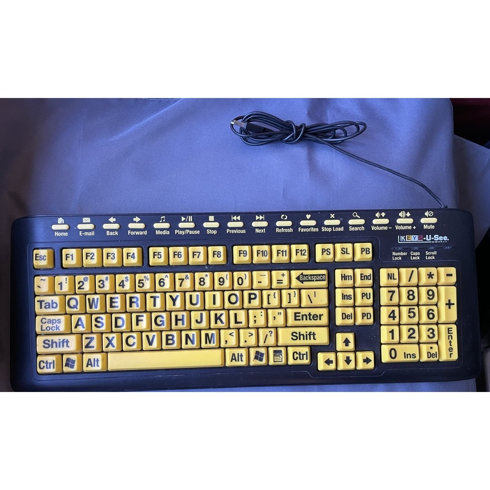 AbleNet Keys-U-See Large Print Multimedia USB Keyboard Wired QWERTY YKB-LP-YUSB
